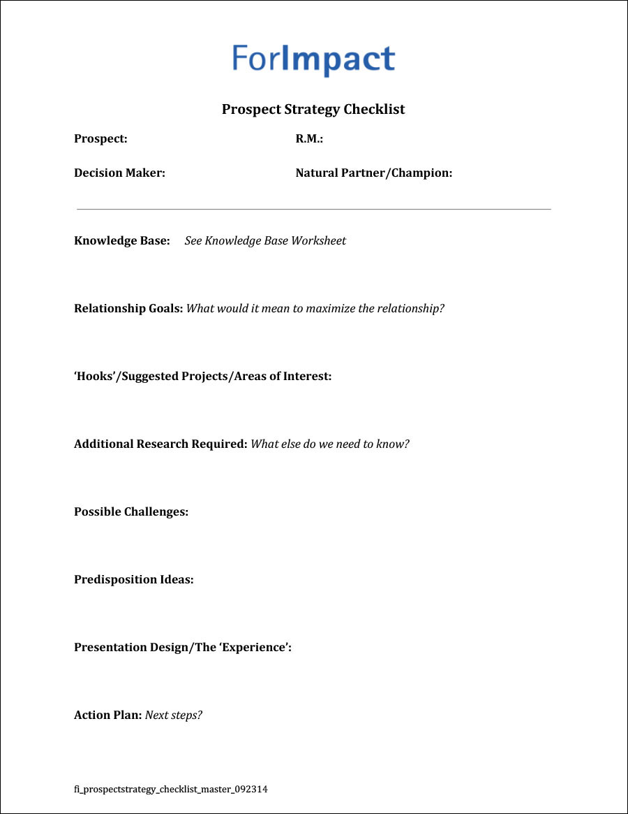 Prospect Strategy Checklist